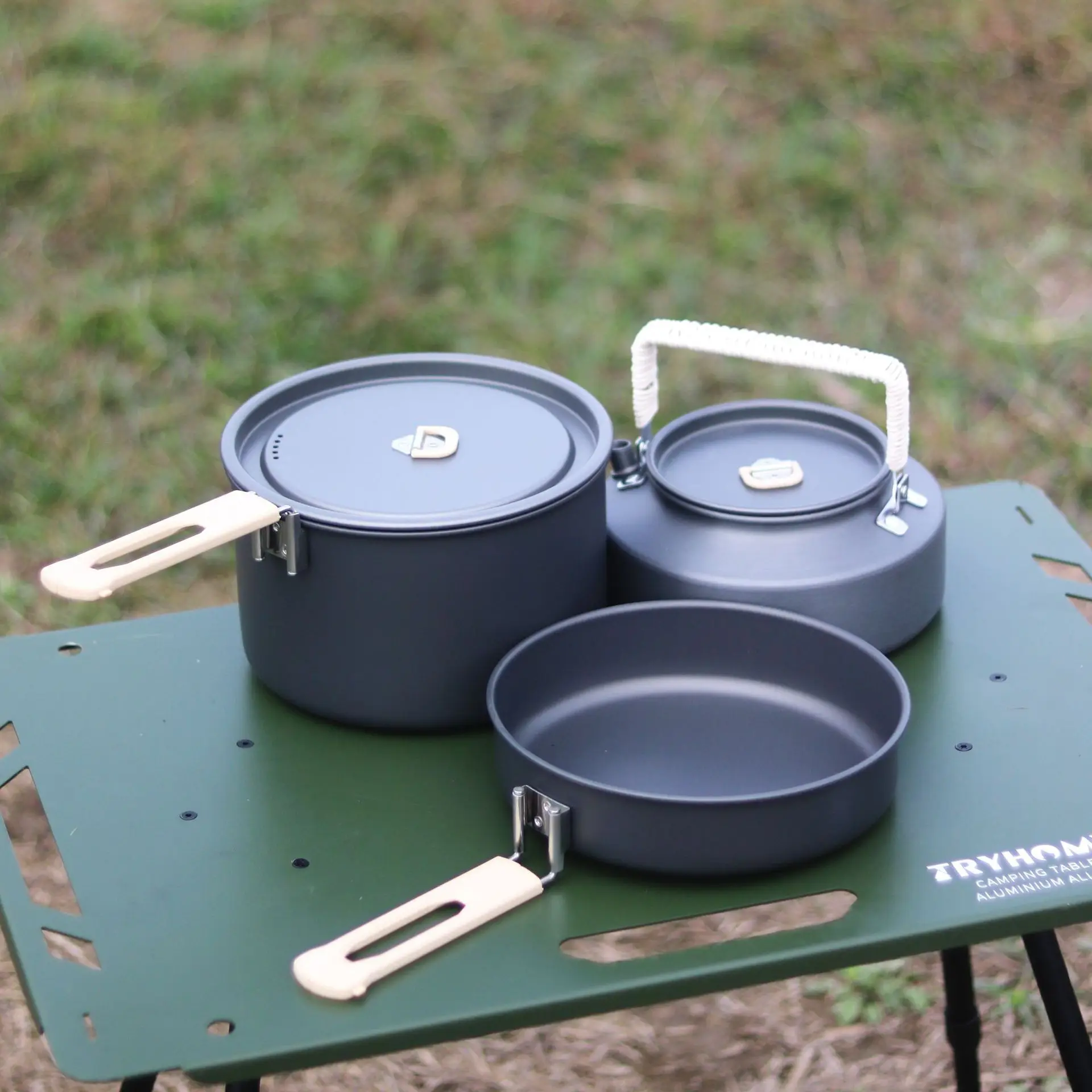 Outdoor camping set, kettle set, frying pan, picnic camping, portable camping cookware, tableware, picnic cookware