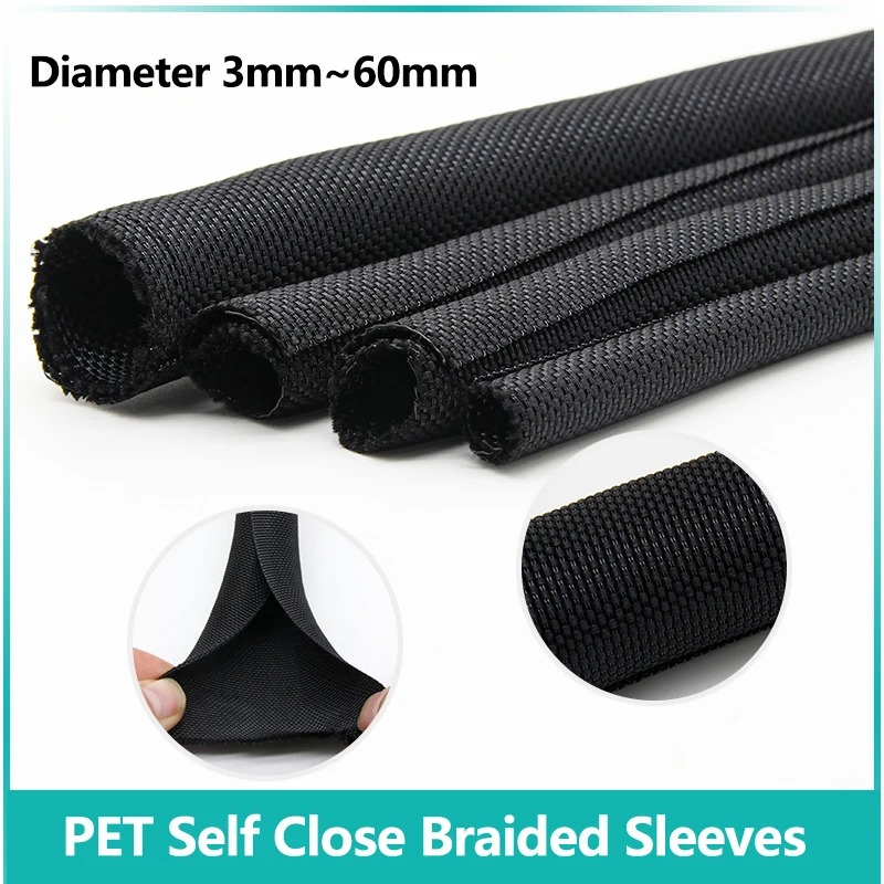 

Black Self-Closed PET Expandable Braided Sleeve Self Closing Flexible Tube Insulated Hose Wire Wrap Cable Self Close Protecter