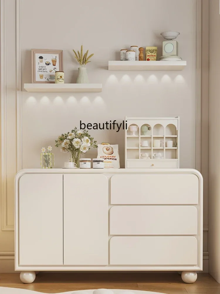 

K185 Cream Style Sideboard Cabinet Household Solid Wood Locker Wall Kitchen Storage Cabinet Living Room Dining Room