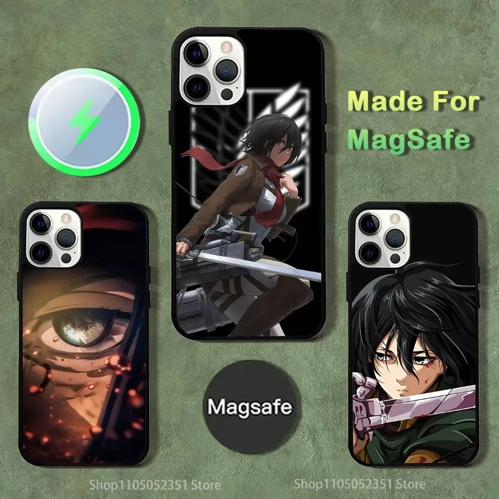 

A-Attack on T-Titan M-Mikasa Phone Case For iPhone 16,15,14,13,12,11,Pro,Max,Plus,Mini,SE4,E Magnetic Magsafe Wireless Charging