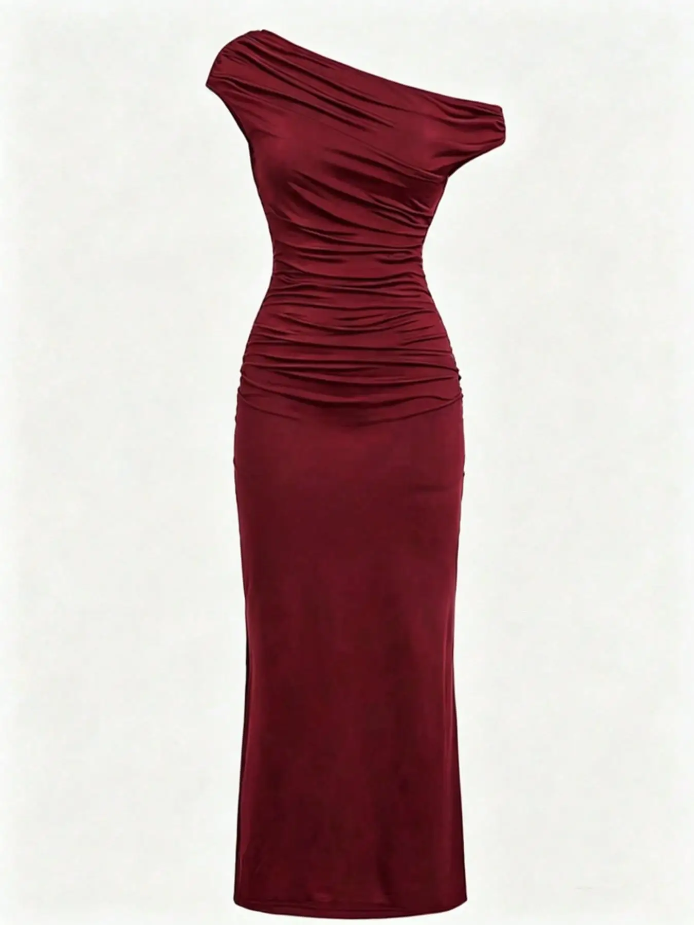 Teen Fashion Off-Shoulder Dress Asymmetrical Pleats Solid Pattern Party Wear Casual Outing Travel Clothing