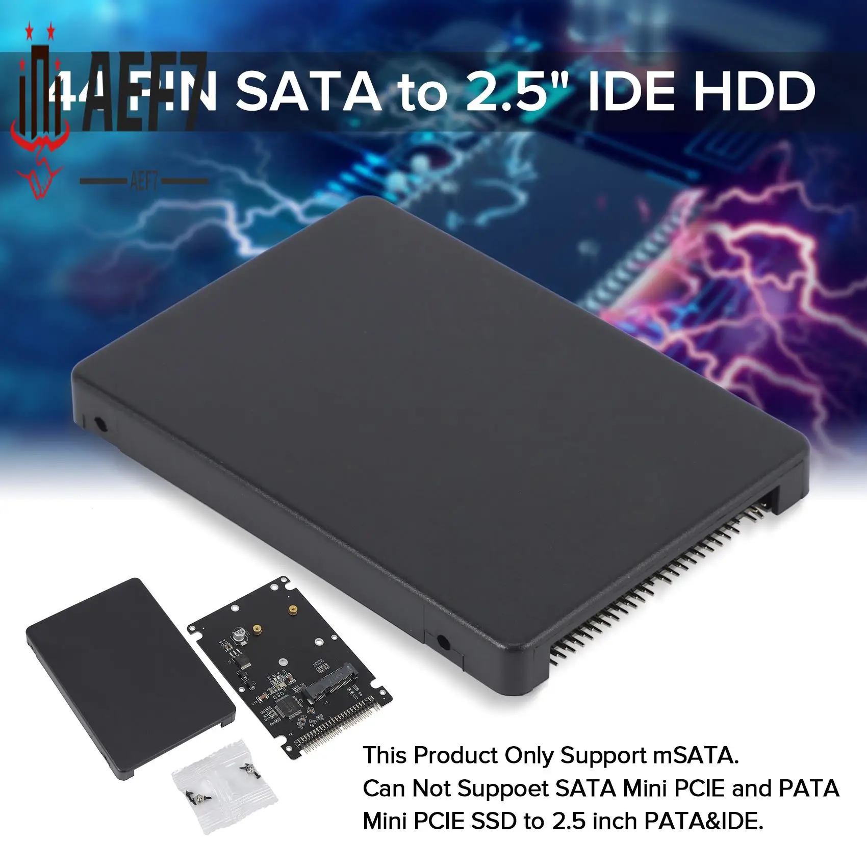 

AEF7-44PIN MSATA To 2.5 Inch IDE HDD SSD MSATA To PATA Adapter Converter Card With Case
