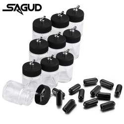 SAGUD 10PCS Airbrush Glass Bottles Kit 22CC Airbrush Jar with Adapter Cap Covers Set Fits Single Action/Double Action Airbrush