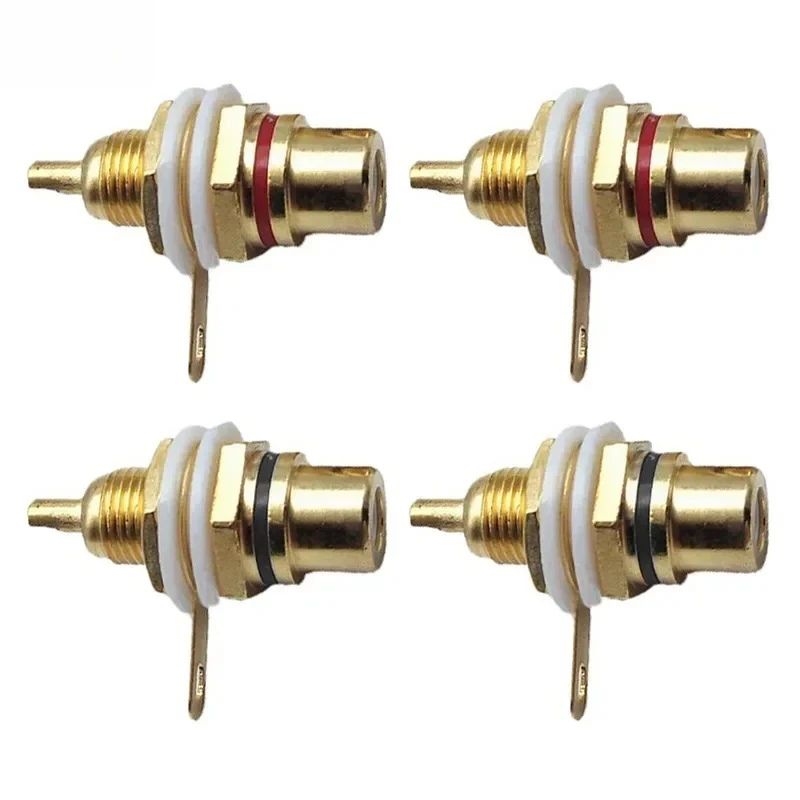 4 Pcs Solderable Rca Panel Mount Plug Female Jacks Socket Connector Chassis Amplifier Terminal Adapter Coupler for Amp (2 Pairs)