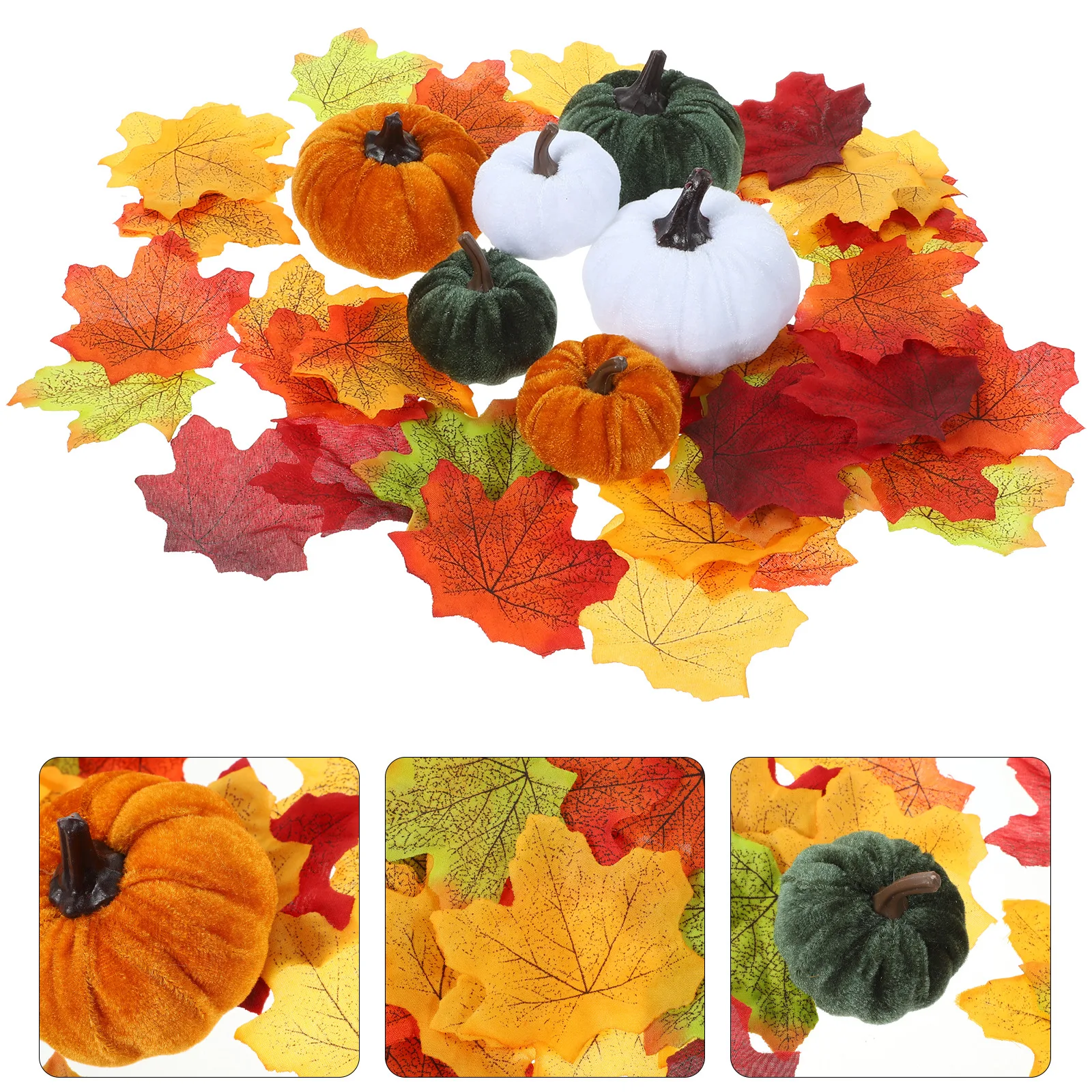 

1 set 1 Set Artificial Pumpkin Maple Leaves Fall Decor Thanksgiving Party Foams Pumpkins Props Desktop Ornament Harvest Festival