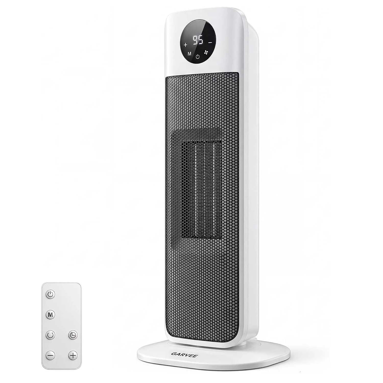 1500W Portable Oscillating Space Heater with 2 Heat Settings 45 Degree Oscillation Touch Panel Remote Control 24 Hour Timer Overheat and Tip Over Protection for Indoor Bedroom Home Office and Dorm