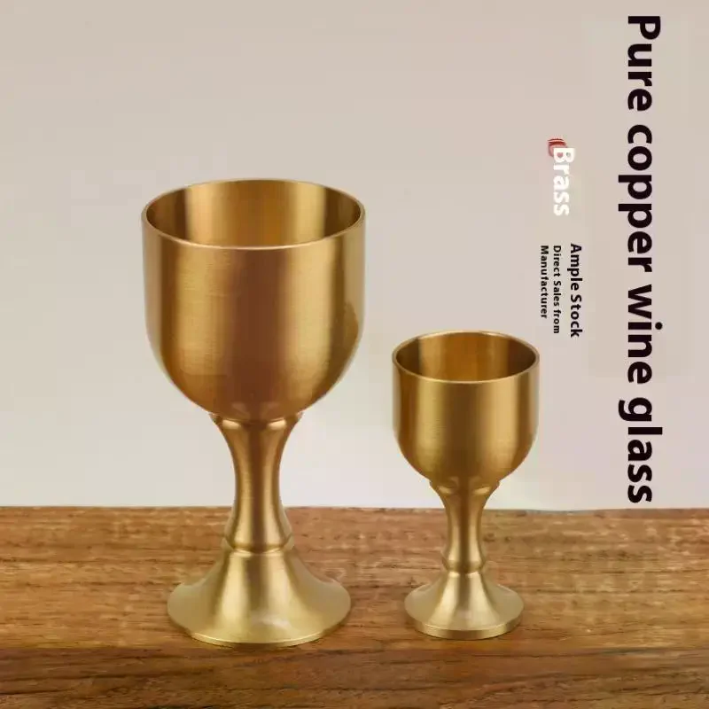 Brass Wine Glass Goblet Tabletop Mini Shot Copper Crafts Red White Wine Trumpet Copper Decoration for Restaurant