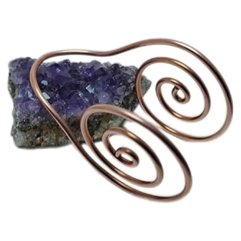 Anel de palma de cobre ajustável, acessórios de joias artesanais, anel de palma espiral portátil, anel de mão espiral de energia reiki