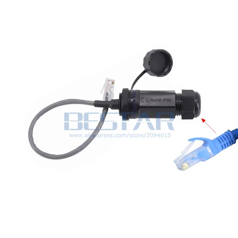 Наружный сетевой кабель RJ45 CAT5E, водонепроницаемый разъем, без экранирования, IP68, 8P8C, M25, крепление на панели с пылезащитной розеткой для крышки
