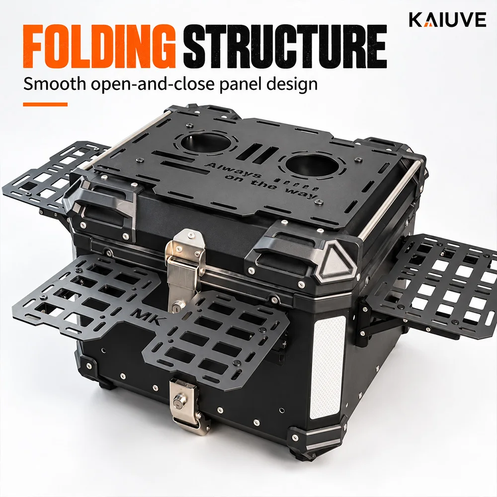 Motorcycle Top Box Folding MOLLE Panel Modular Luggage Storage Rack Quick Mount Expansion Organizer For Adventure Motorcycles