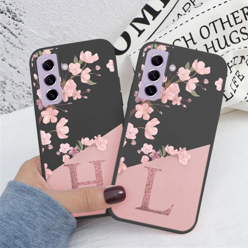 For Samsung Galaxy S21 S 21 FE S21 Plus Phone Cover Pink Letters Cute Flowers Pattern Soft Silicone Funda For Samsung S21 Ultra