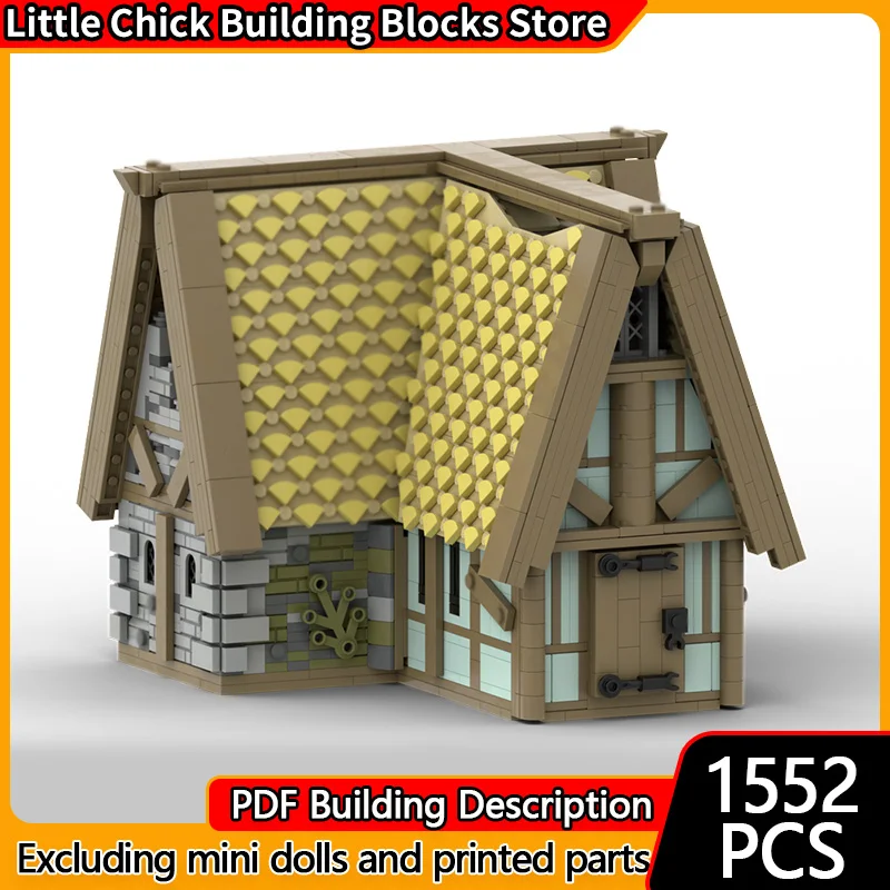 Medieval Castle Model MOC Building Bricks Medieval Cottage Modular Technology Gifts Holiday Assemble Children Toys Suit