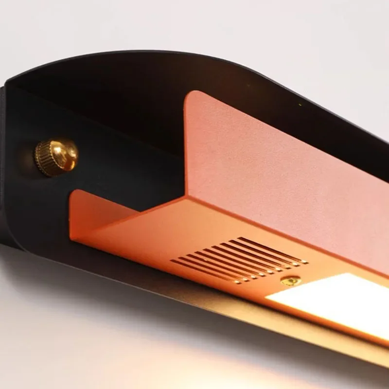 Creative Black Orange Metal Long Strip Wall Lamps Acrylic Lampshade Art Decoration Hotel Bathroom Living Room Restaurant Sconces