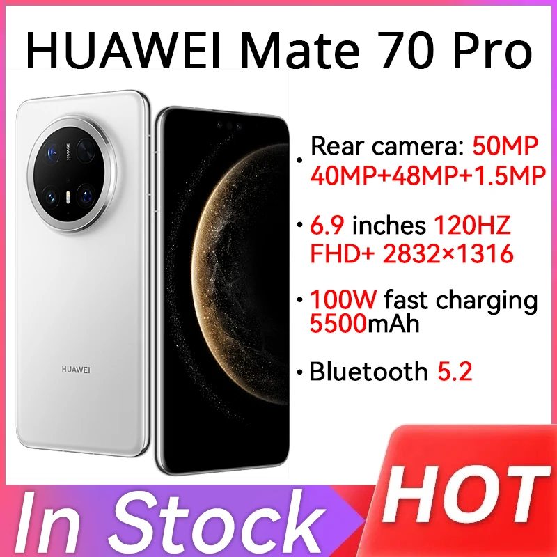 New Huawei Mate 70 Pro 5G Smartphone 6.9 Inches Kunlun Glass 2 Screen Kirin 9020 HarmonyOS 4.3 Battery 5500mAh Mobile Phone