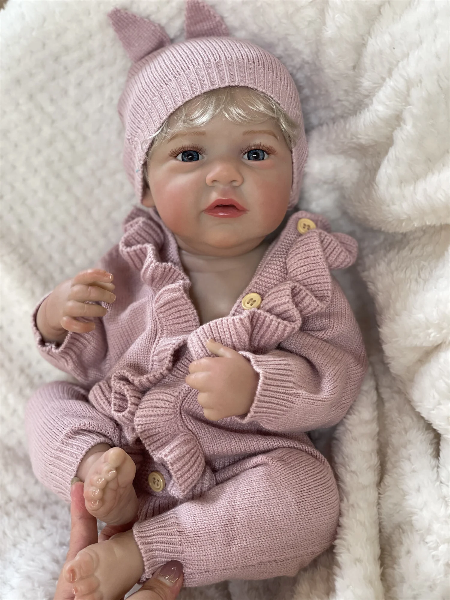 18-20Inch Full Body Soft Vinyl Newborn Baby Girl  With Rooted Hair 3D Painted Skin Washable Bebe Reborn Doll