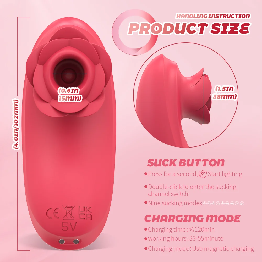 Rose Sucking Vibrator Clitoris Clitoral Nipple Clit Sucker Vacuum Stimulator 9 Mode Powerful Vibration Female Sex Toy for Women