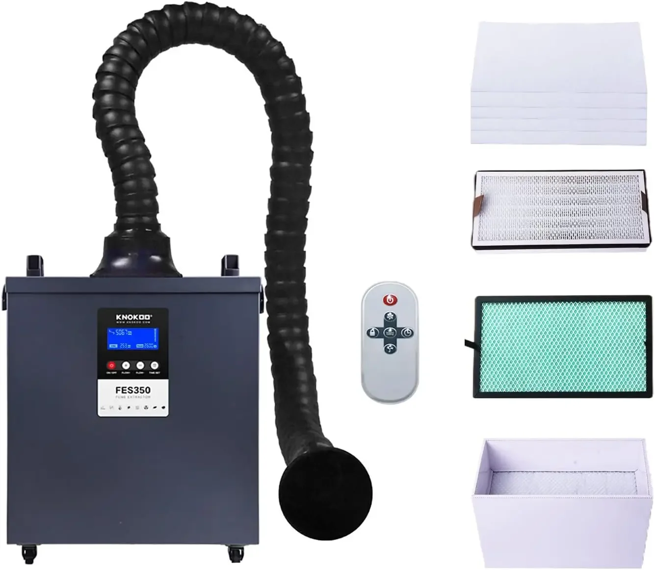 Soldering 350W 430 m³/h Strong Suction, DTF Fume Extractor Activated Carbon 4 Stage Filtering for  Engraver