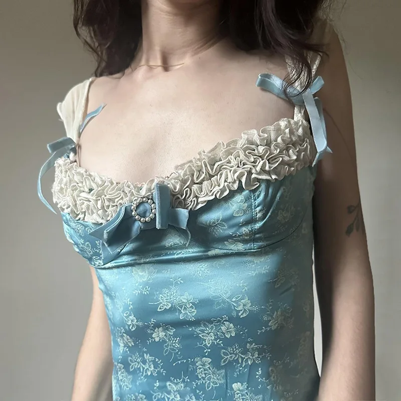 2025 Pure สาวเซ็กซี่ร้อนลูกไม้ลูกไม้พิมพ์เอว Slim และเสื้อกั๊ก