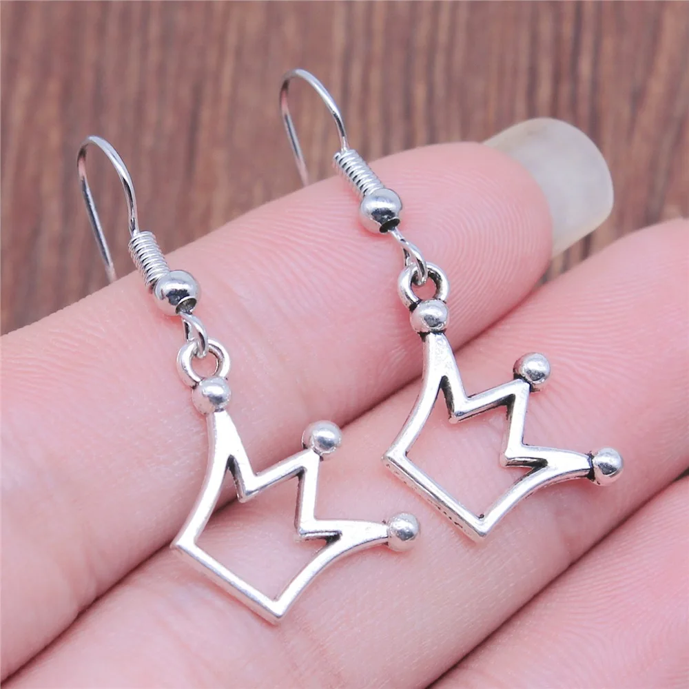  Drop Earrings Fashion Handmade Simple Design 2 Colors Small Crown Pendant Earrings