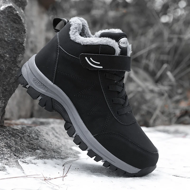 Winterstiefel für Herren, wasserdicht, warm, PU-Leder, Schnee, dicke Sohlen, Stiefeletten, Plüsch, lässig, luxuriös, rutschfest, australische Plateaustiefel