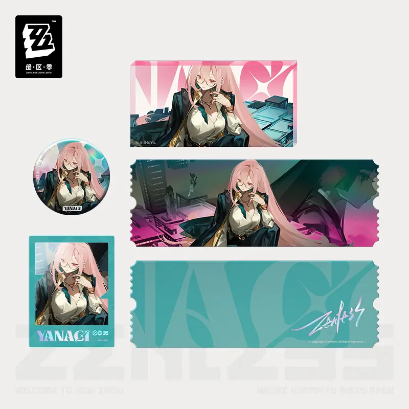 

[Genuine] miHoYo Game Zenless Zone Zero FM imaging Series Tsukishiro Badge Acrylic Ornament Laser ticket Set Cosplay Xmas Gifts