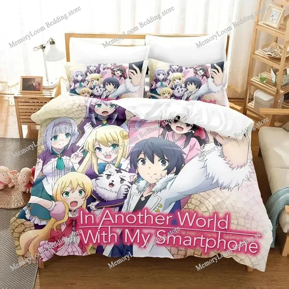 Anime Theme Cute In Another World with My Smartphone Bedding Set Full/Queen Size Duvet Cover Pillowcase Kids Bedroom Soft Set