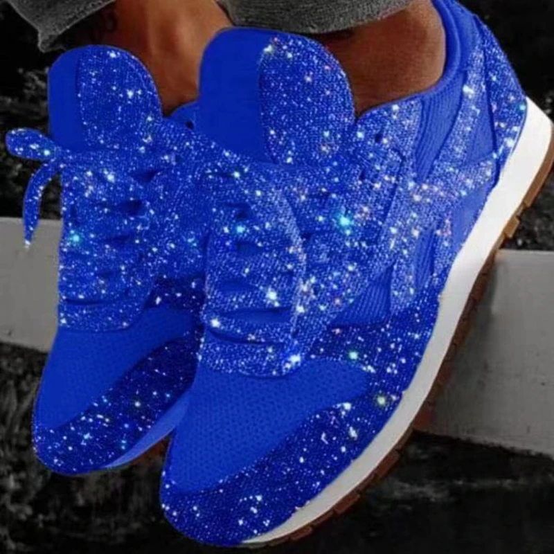 Vrouw Sneakers Glanzende Glitter Herfst Schoenen Vrouw Platform Sneakers Dames Zilveren Schoenen Tenis Feminino Rood Blauw Platform Schoenen