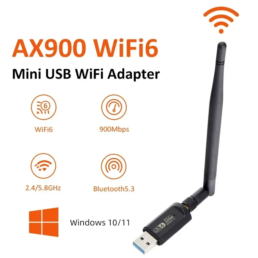 ax900 900mbps USB Bluetooth 5.3 Wifi Adapter 2 in 1 For PC BT wifi6 2.4G 5G 5dbi Dongle Usb Wireless WiFi Receiver for PC