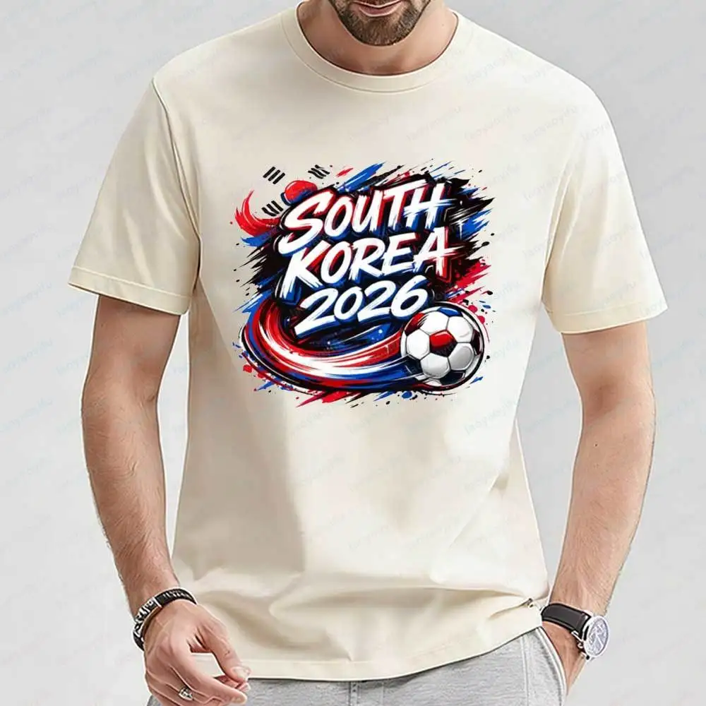 South Korea 2026 Soccer Men's T Shirt Short Sleeve Graphic Tee with National Flag Football Print Casual Sportswear for Men Tops - view 3