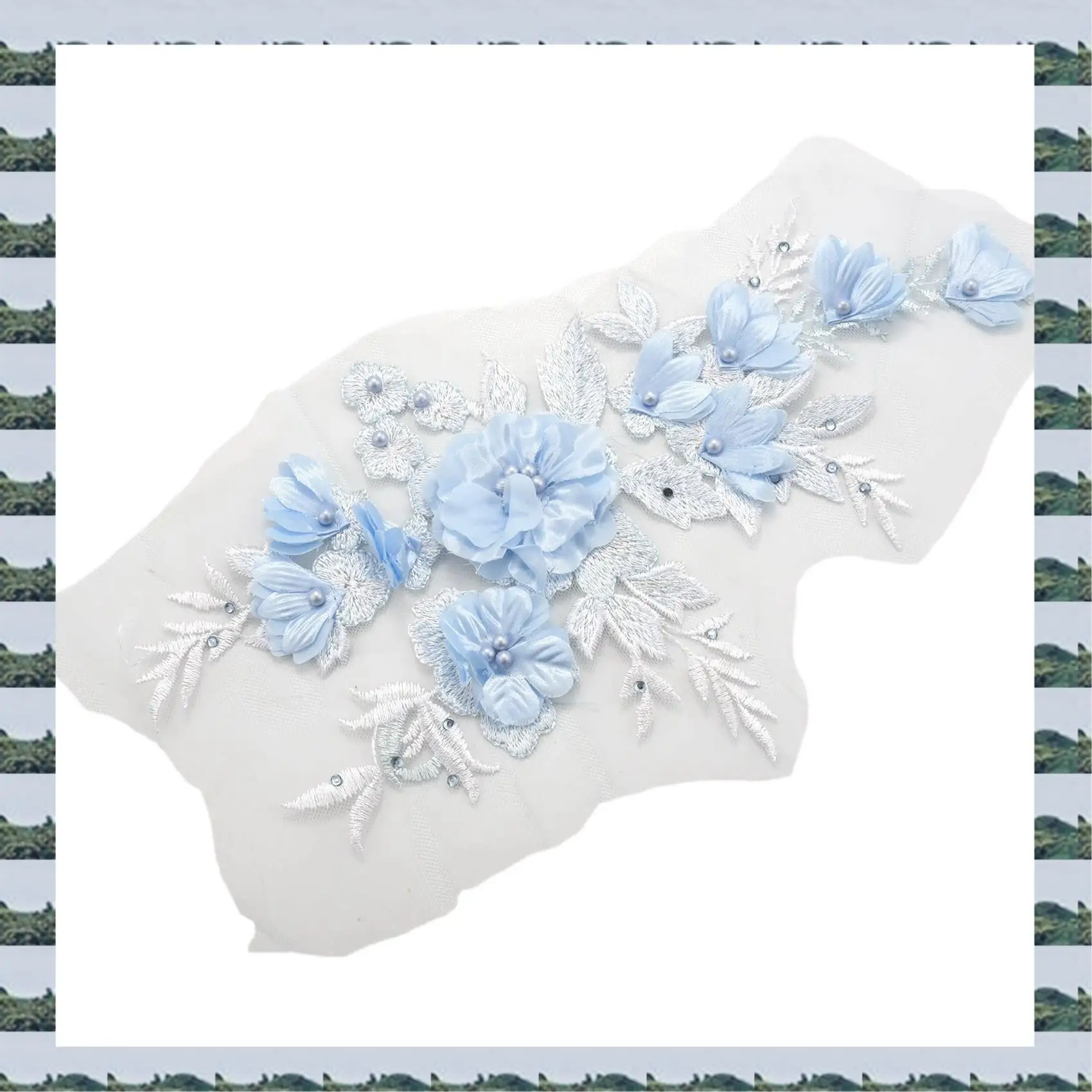 

ABQR 2X Beaded Hot Drilling Lace Bridal Beaded Flowers Embroidery Patches For Clothing Wedding Dress Iron On Sewing Applique