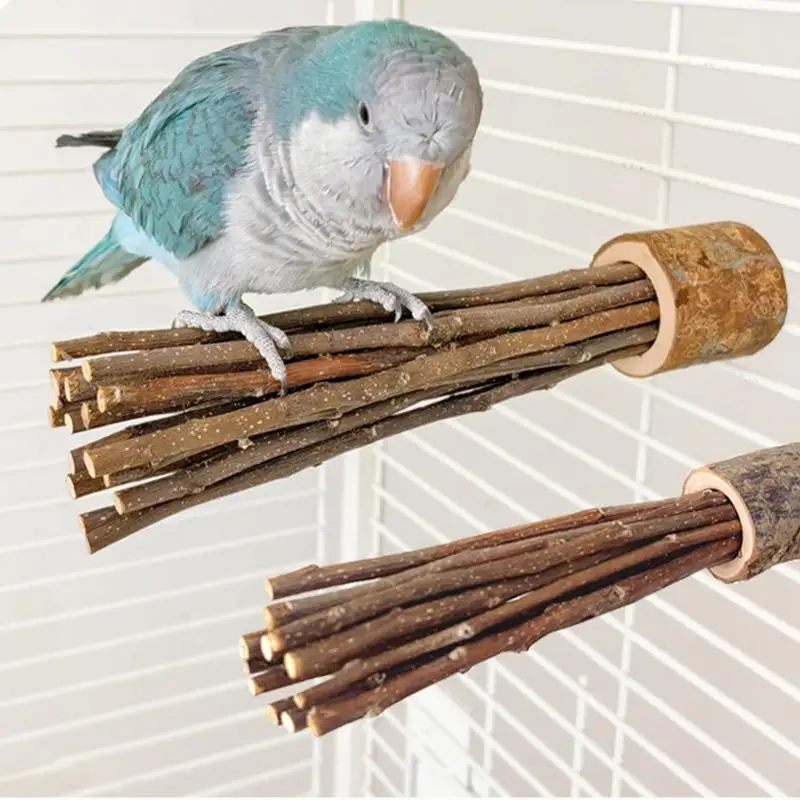 Natural Parrot Perch Bird Stand Tree Stick Paw Grinding Fork Parakeet Climbing Bird Standing Branches Toys Birdcage Accessories