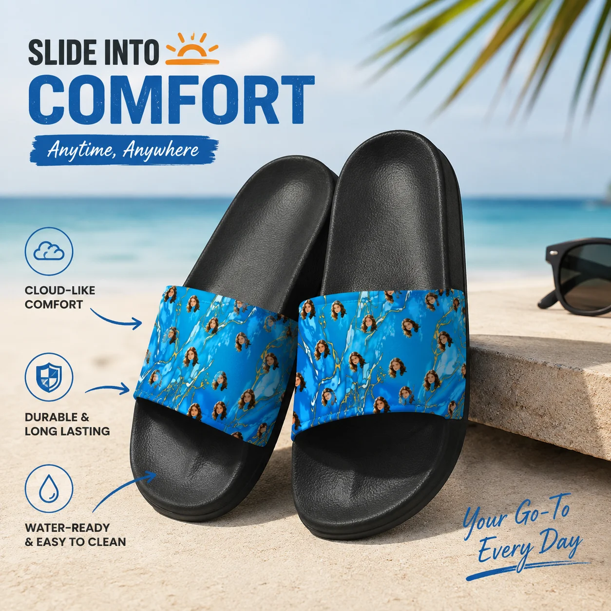 Customized women's slippers Customized text slippers Personalized fun text pictures Customized gifts for family and friends