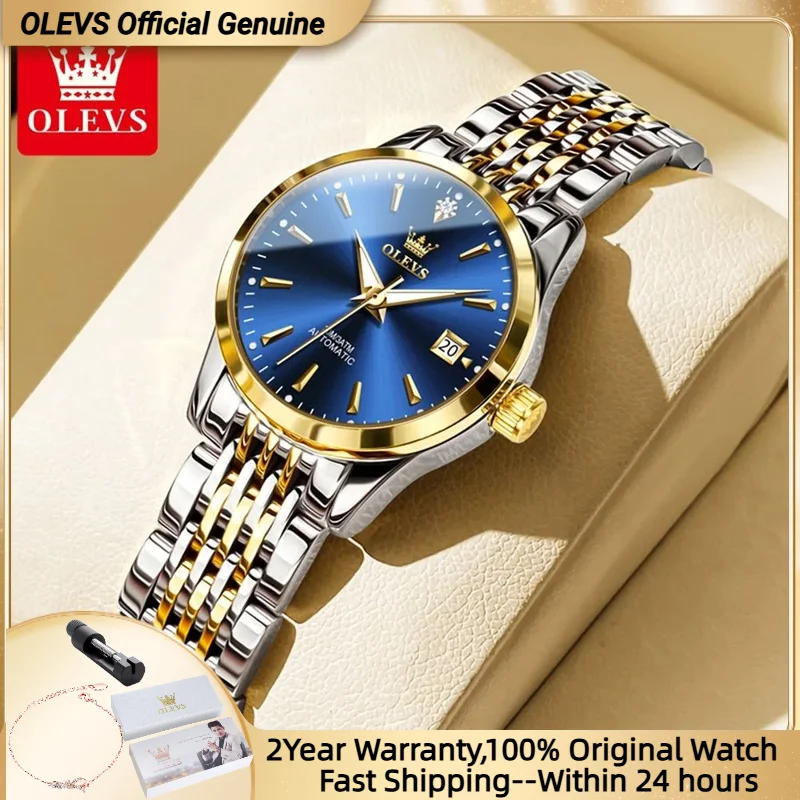 

OLEVS 6635 Original Brand Women's Watch Calendar Stainless steel Waterproof Automatic Mechanical Wristwatch