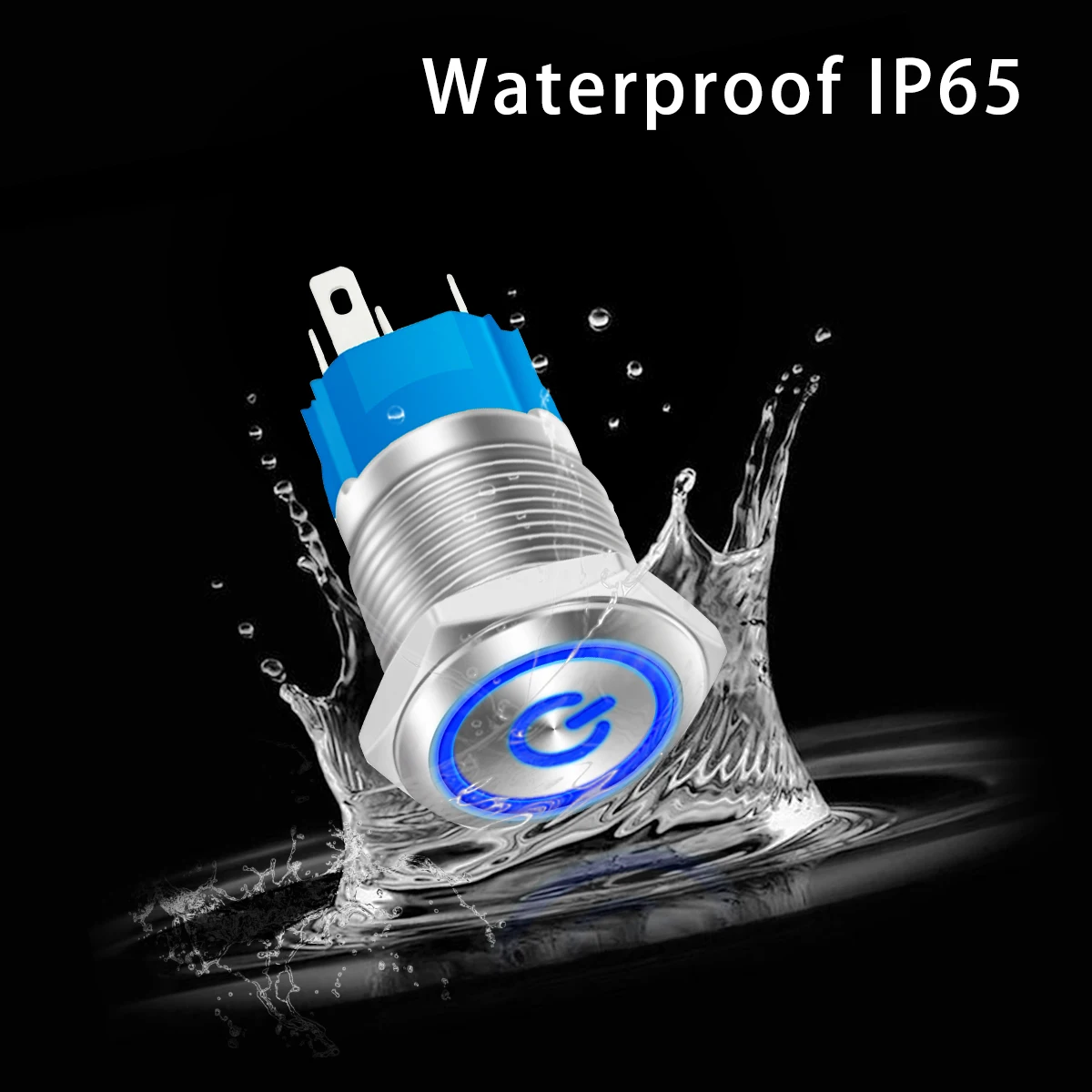 12/16/19/22mm Metal Push Button Switch Ring Lamp/Power Symbol Waterproof IP65 Momentary Latching  12V On Off  Power Switch