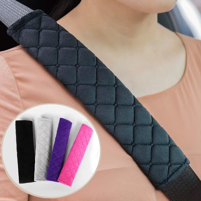 

Car Seat Belt Cover 2024 Best-selling Colorful Warm Plush Shoulder Cushion Safety Belt Protector Auto Interior Accessories