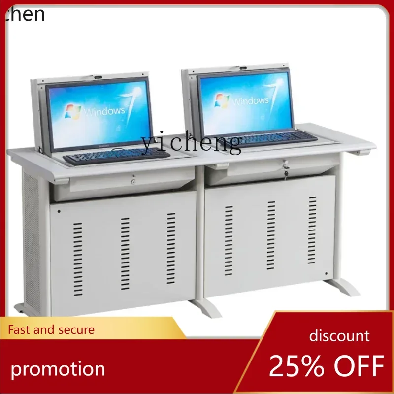 ZML Computer Desk Semi-Embedded Training Desk Multimedia Classroom Computer Room Double Single Student Desk
