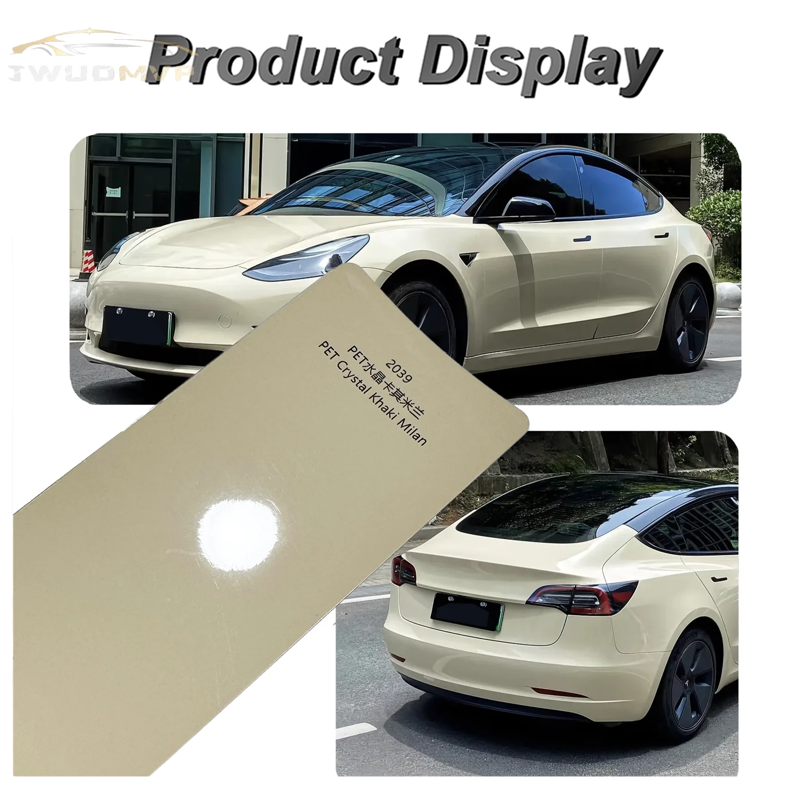 

1.52*16m/lot PET Crystal Khaki Milan Car Paint Color-Changing PPF Vinyl Sticker Wrap PET Pearl Car Body Film
