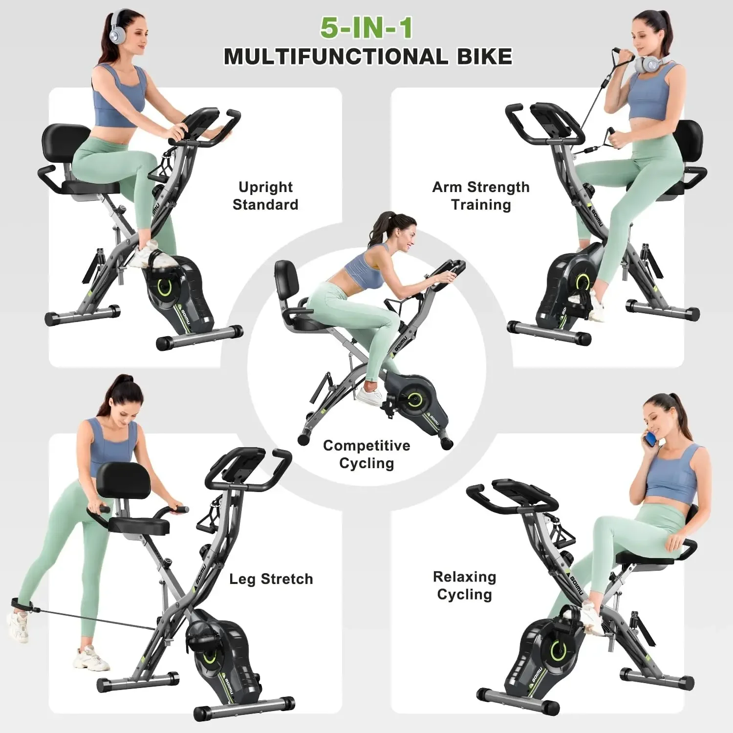 

[Discounted Price, Hot Sale!]Exercise Bike, 5 in 1 Foldable Stationary Bike for Seniors, 16-Level Adjustable Magentic Resistance