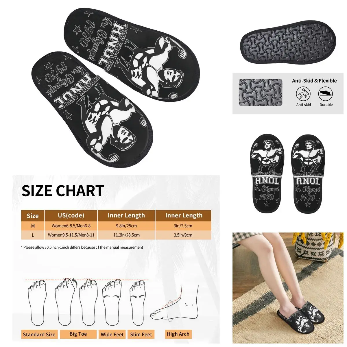 

Casual Arnold Schwarzenegger Mr Olympia Men Women Furry slippers,Warm pantoufle homme Home slippers