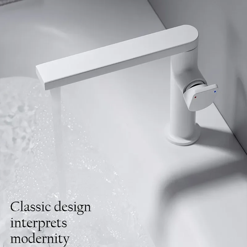 

1PC Cream White Single Hole Faucet 360° Rotating Brass Single Handle Hot Cold Water Easy Install Bathroom Tap