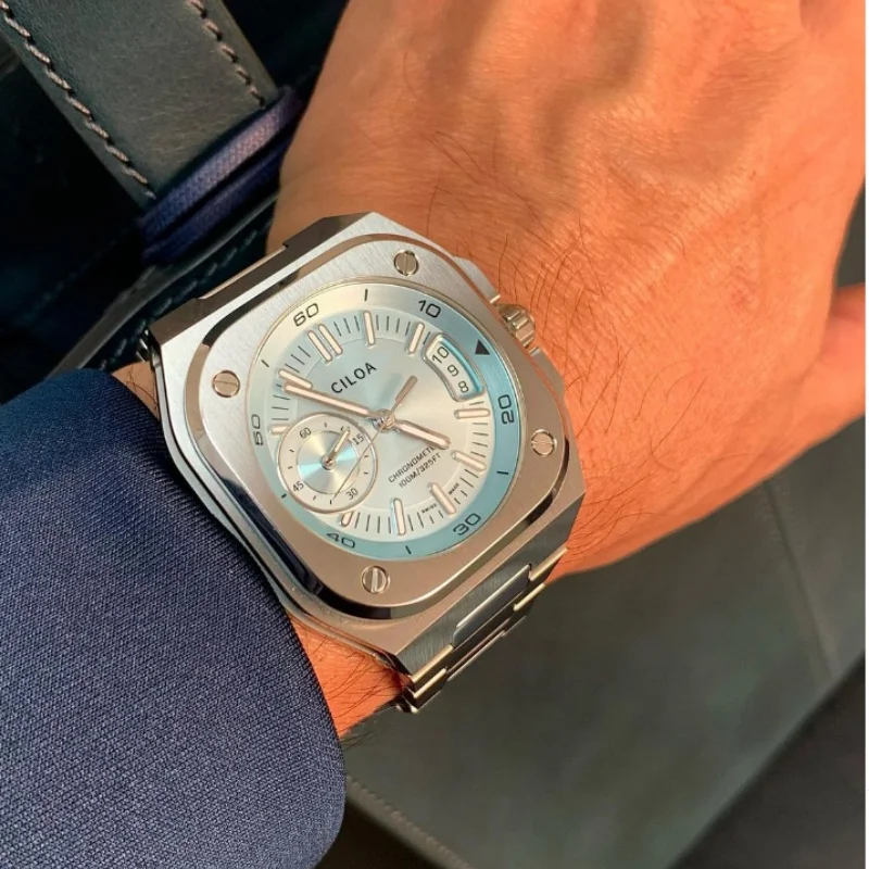 ساعة رياضية مربعة زرقاء من CILOA للرجال 2025 ماركة كبيرة الحجم فاخرة عالية الجودة هدية مثالية لصديقها ساعة كوارتز