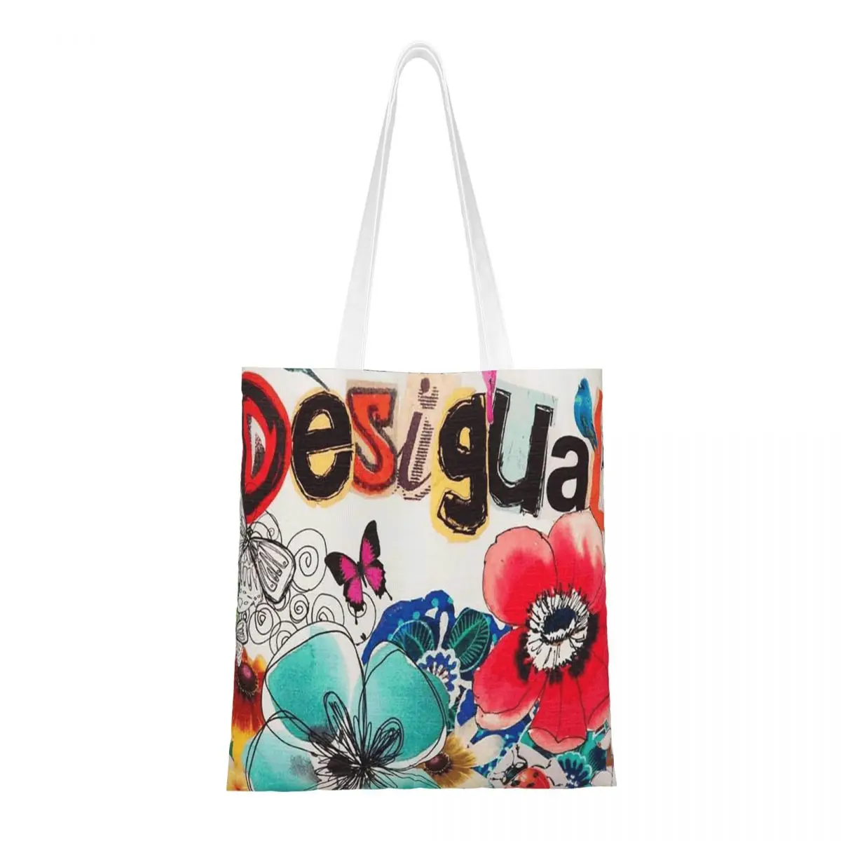 Bolsos de compras personalizados Desigual, bolso de mano de lona para mujer, bolso de viaje reutilizable para mujer