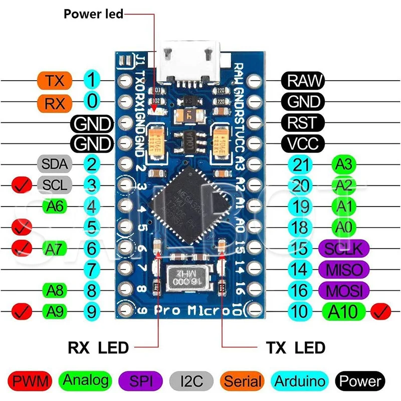 10-1 قطعة برو مايكرو ATmega32U4 5 فولت 16 ميجا هرتز رقاقة أصلية استبدال ATmega328 لاردوينو برو ميني ل ليوناردو UNO R3