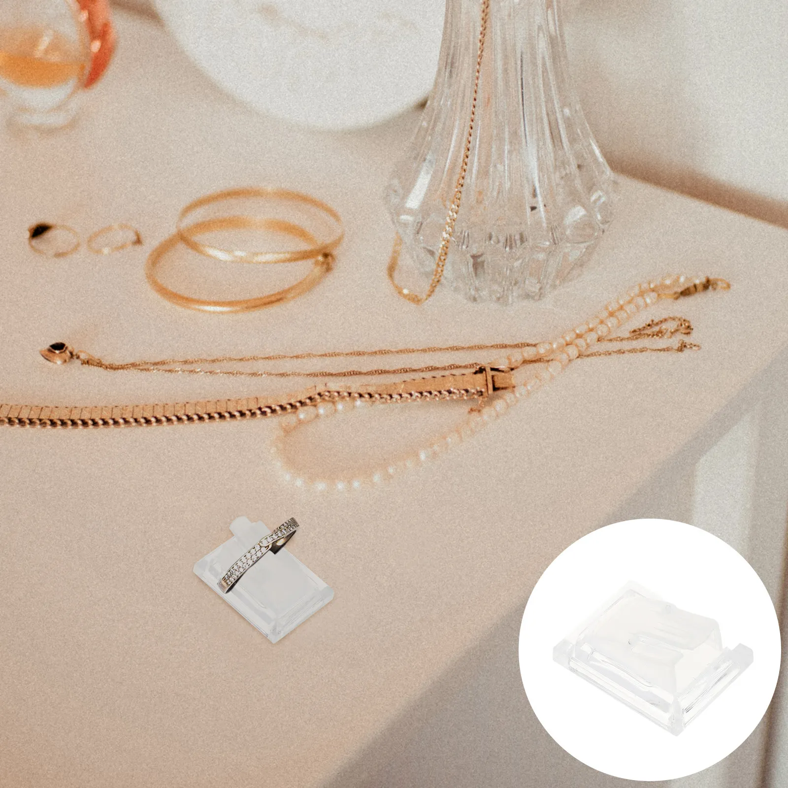 

10Pcs Acrylic Ring Display Stand Rack Transparent Jewelry Holder for Shop Home Desktop Collection Display Ring Stand