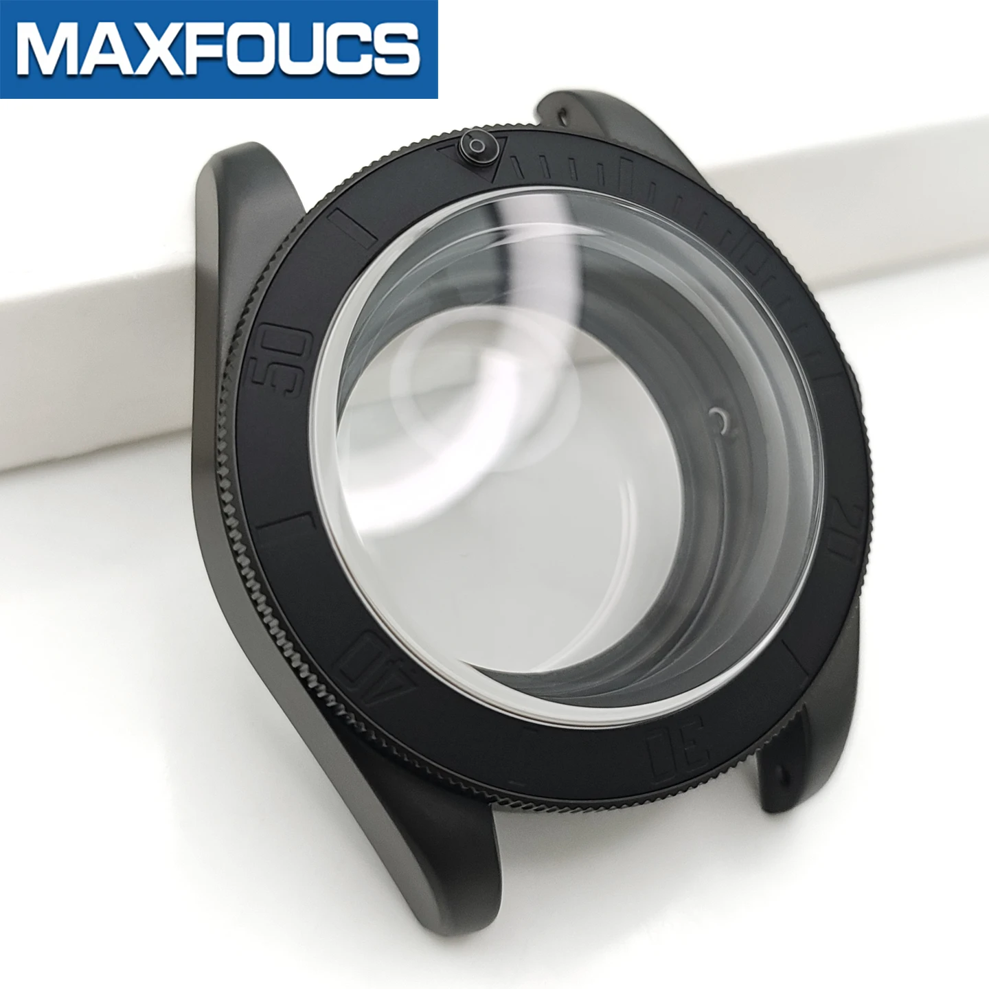 Mattes Retro-Uhrengehäuse im Black Bay-Stil MOD SKX NH34 NH36 Schwarze Stahlkrone Saphirglas-Gehäuseboden Einsatz Kundenspezifisches Zubehör – Detail 17