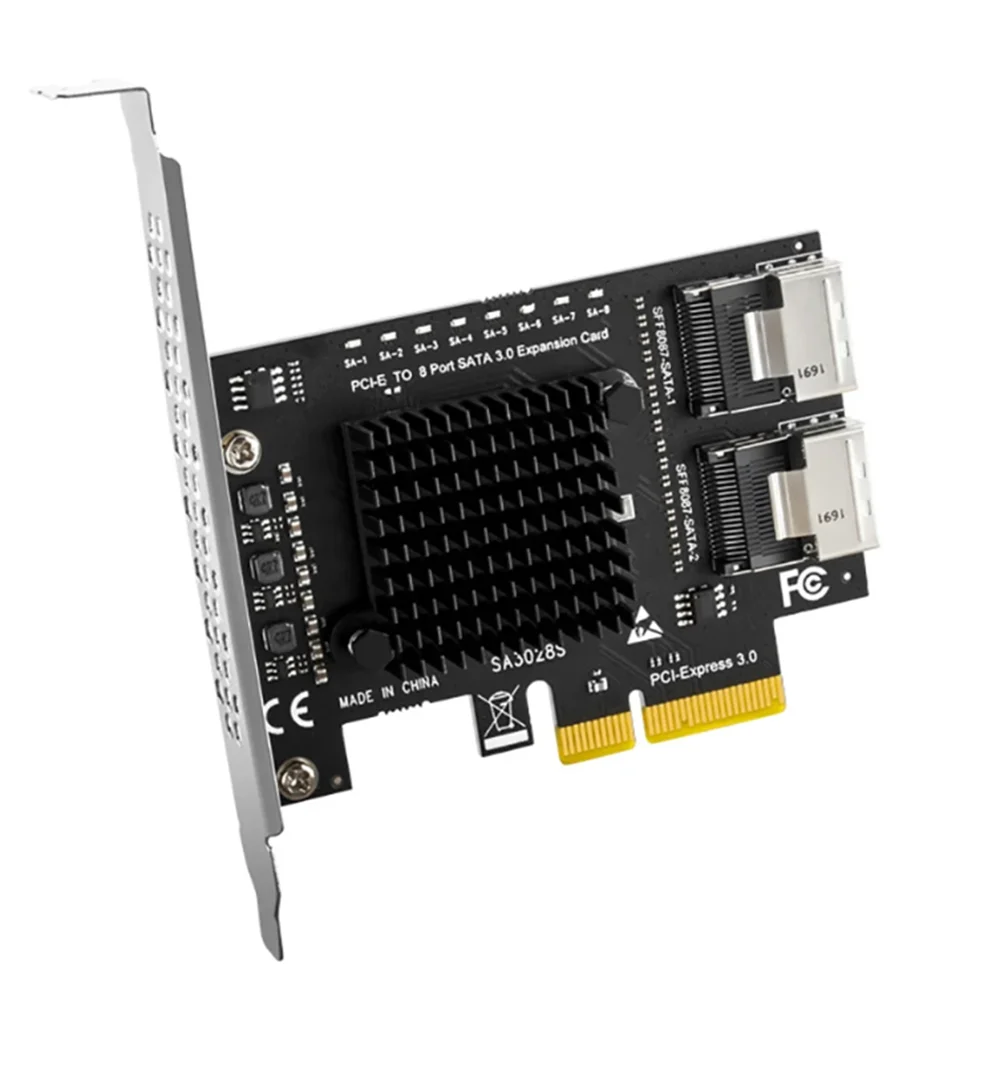 SATA Expansion Card PCIE To SFF8087 Mini SAS 8 Port SATA 3.0 to Controller PCIe3.0 to SFF-8087 ASM1166 Chip Adapter