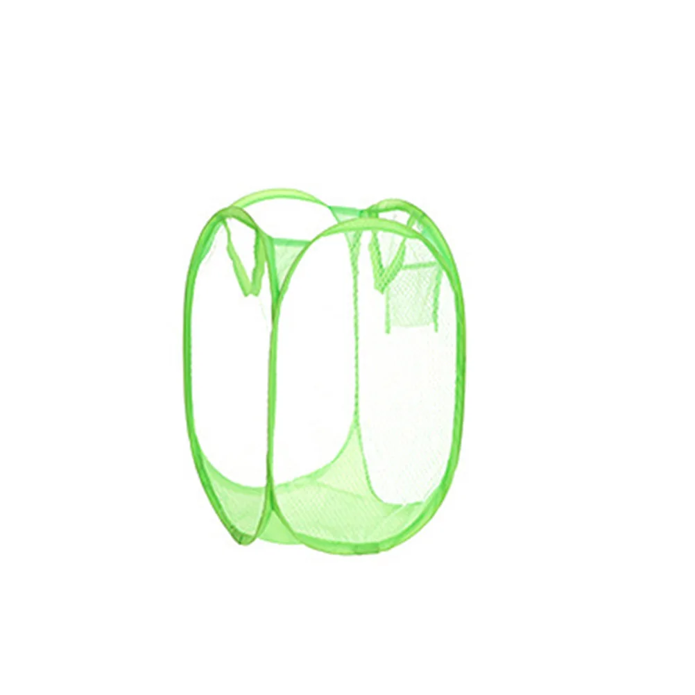 

Folding Fine Mesh Dirty Clothes Basket Storage Laundry Hamper Nylon Large Capacity Handles Home Organizer