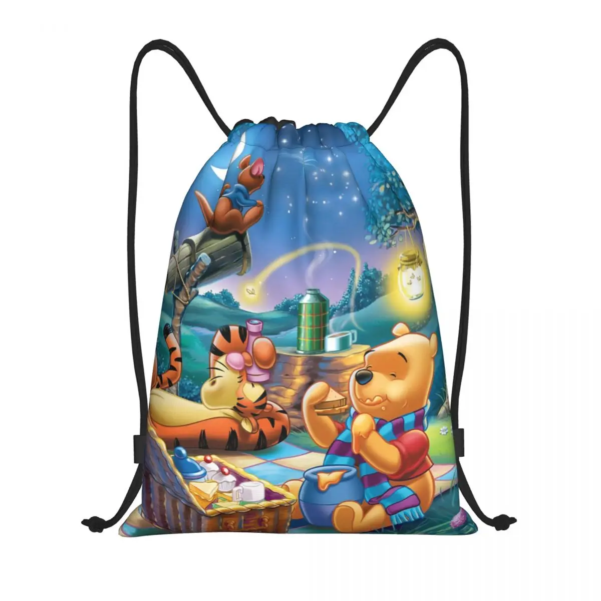 

Custom Winnie The Pooh Drawstring Bag for Shopping Yoga Backpacks Women Men Cartoon Bear Sports Gym Sackpack