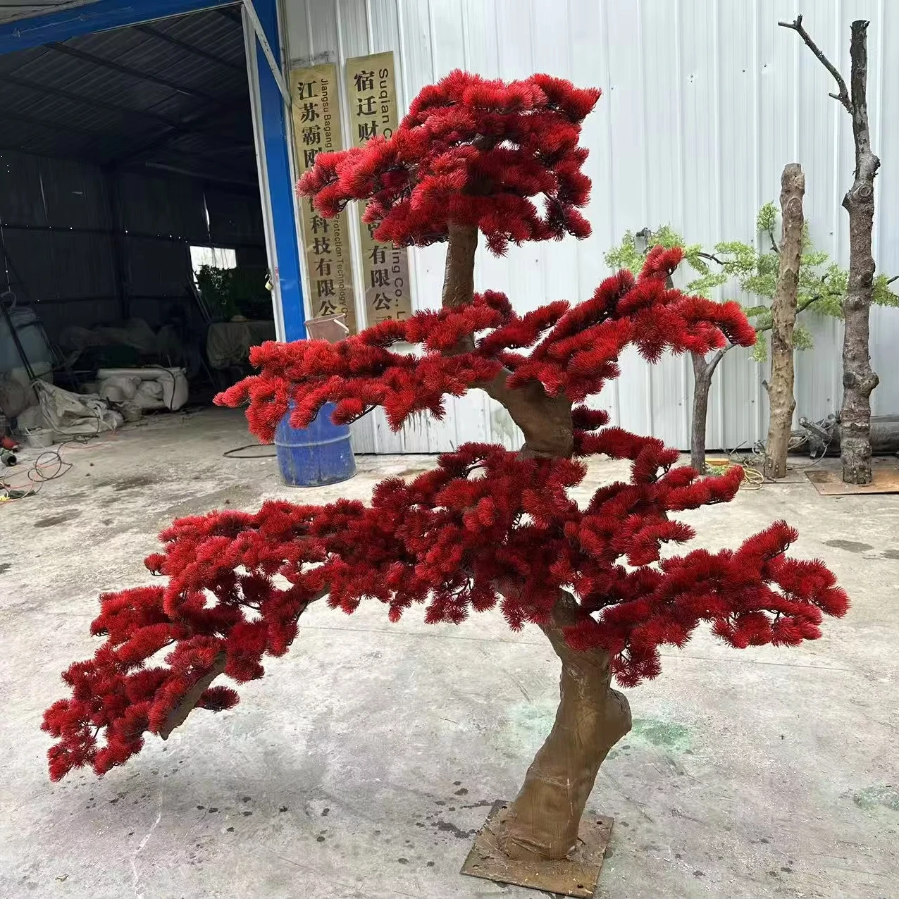 ao-Artificiality of Plants Welcoming Guests Pine Beauty Pine Red New Chinese Style Pine Bonsai Forged Tree Landscape Decoration