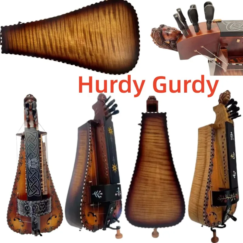 Professional Hurdy Gurdy Whole Maple wood new 6 strings 24 keys,carved scroll,good sound